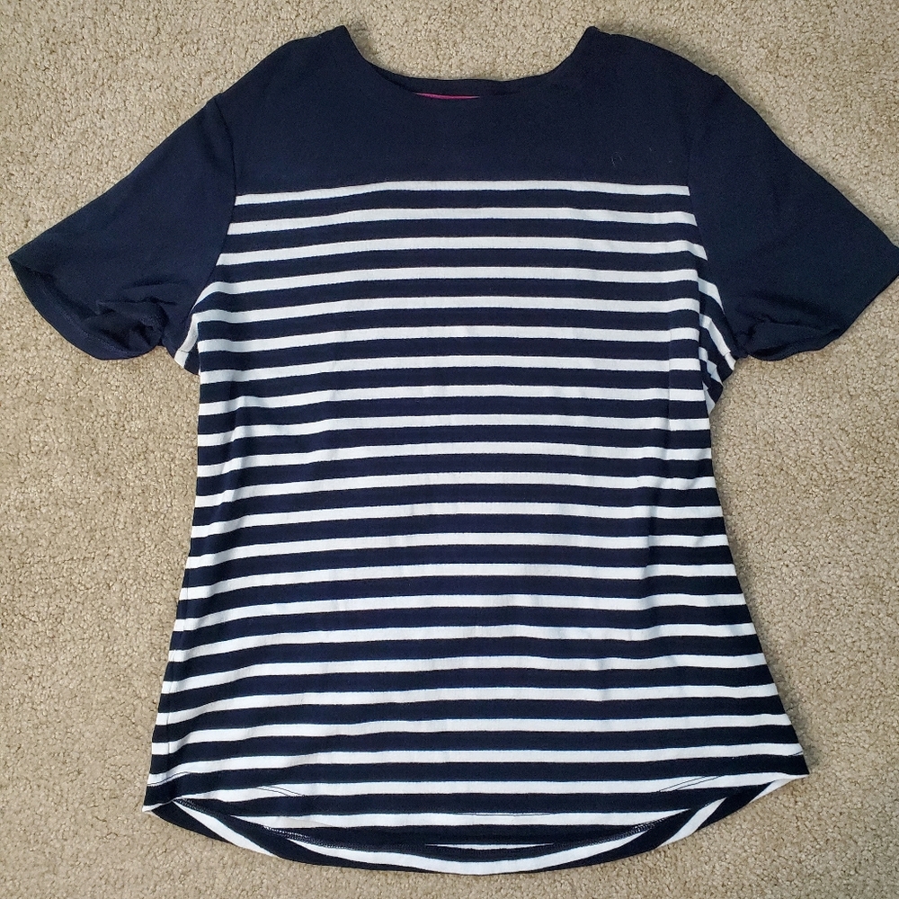 Ralph Lauren Navy and White Striped Top Short Sleeve